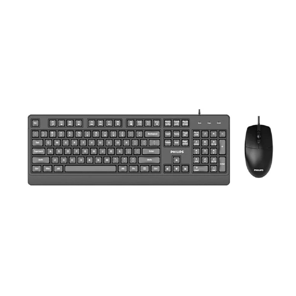 Philips Проводной Комплект  SPT6247, USB 2.0 104 клав/3 кнопки, 1600dpi, русская заводская раскладка, чёрный
