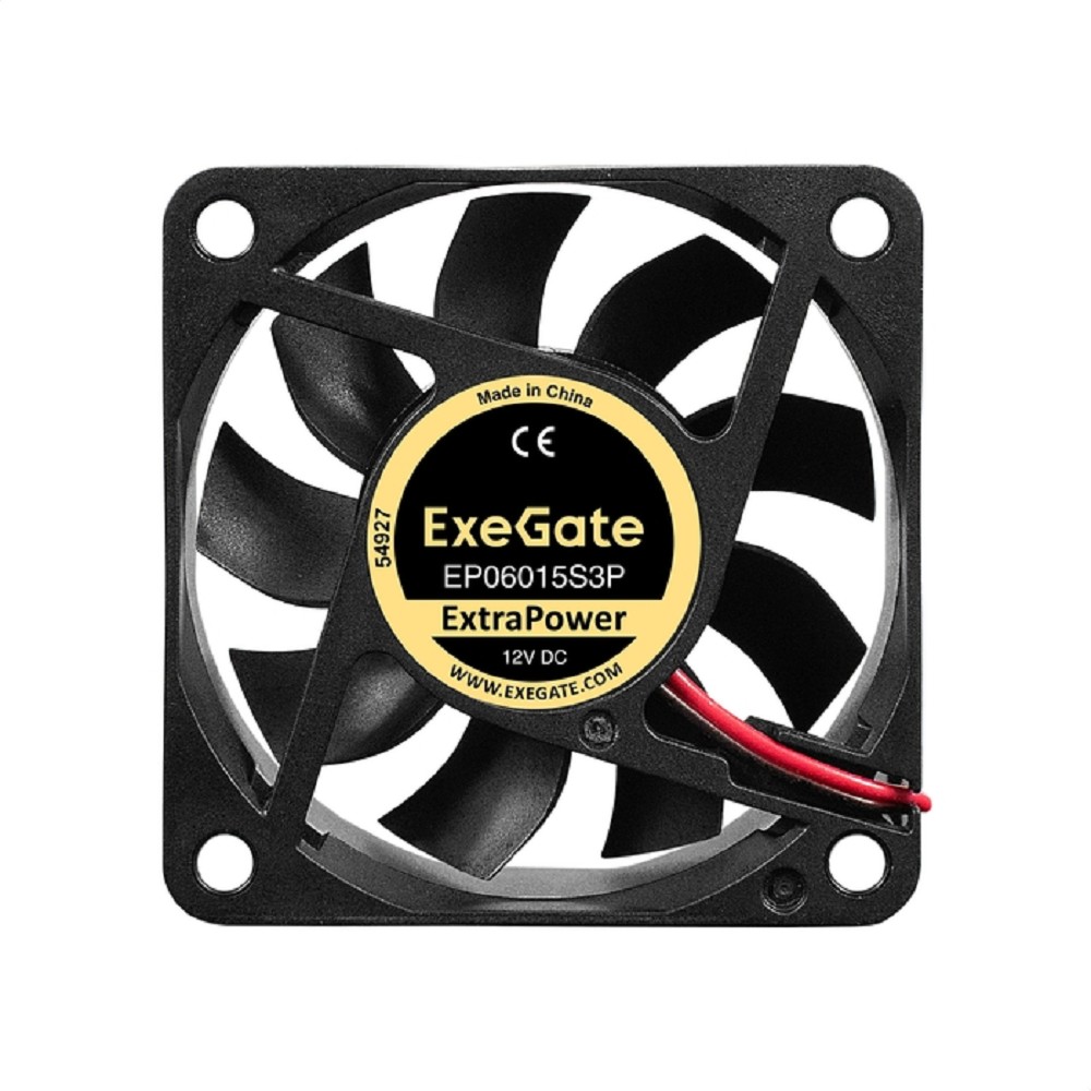 Exegate EX297029RUS Вентилятор 12В DC ExeGate ExtraPower EP06015S3P (60x60x15 мм, Sleeve bearing (подшипник скольжения), 3pin, 4800RPM, 32dBA)