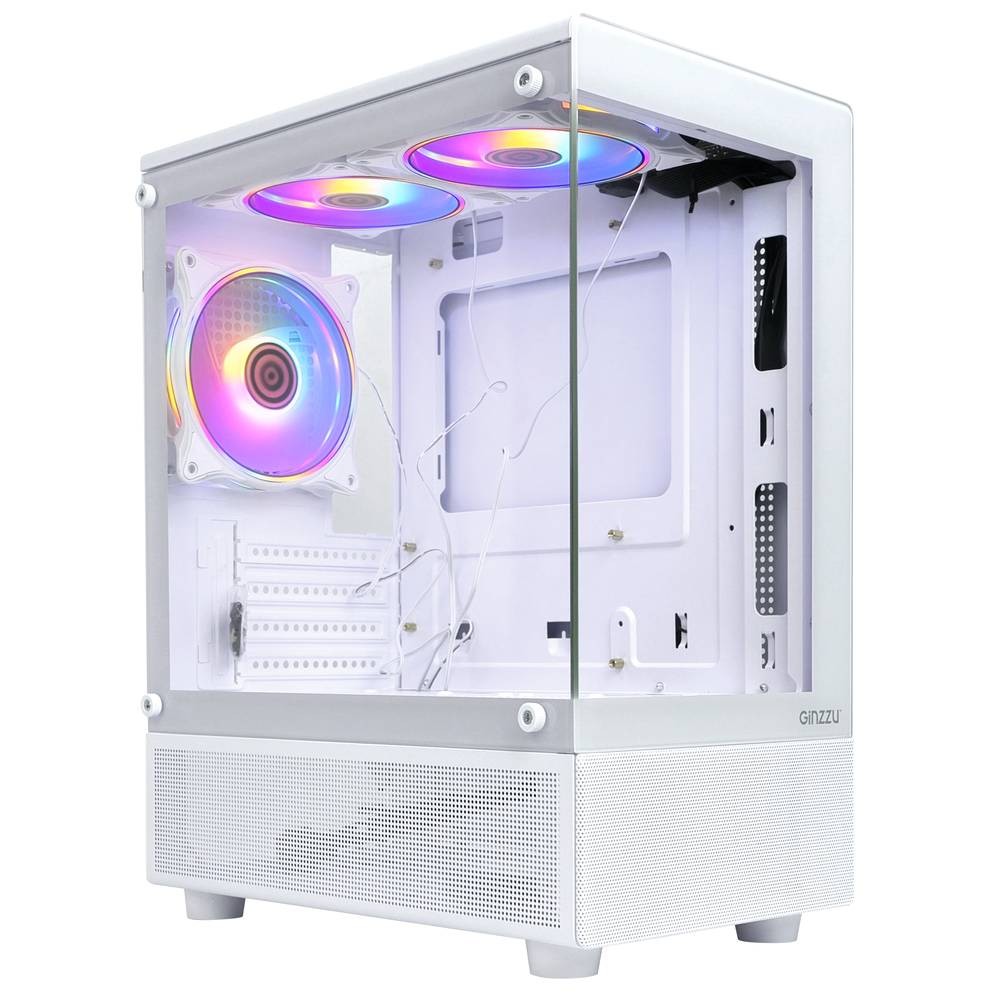 Корпус Ginzzu RX680 mATX FAN 12CM FRGB*3 (Белый)