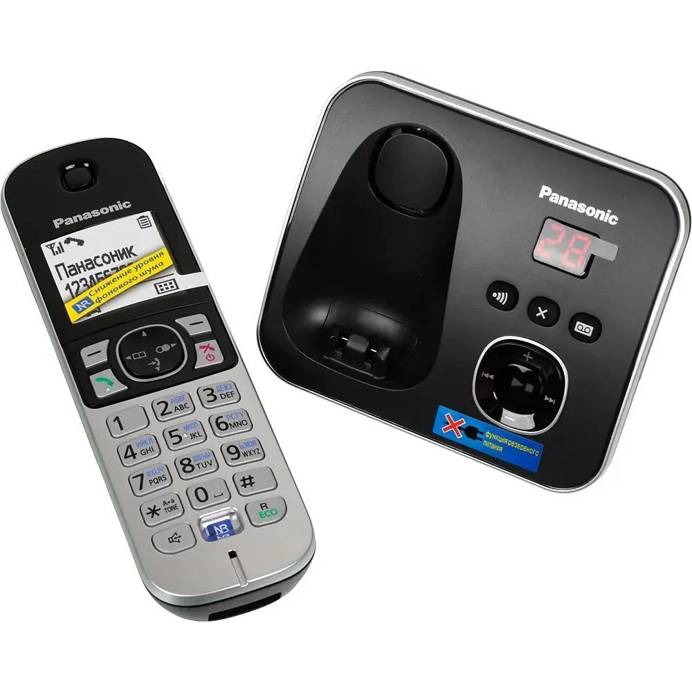 Panasonic KX-TG6821RUB (черный) {Беспроводной DECT,автоответчик,определитель номера,телефонный справочник 120 зап.}