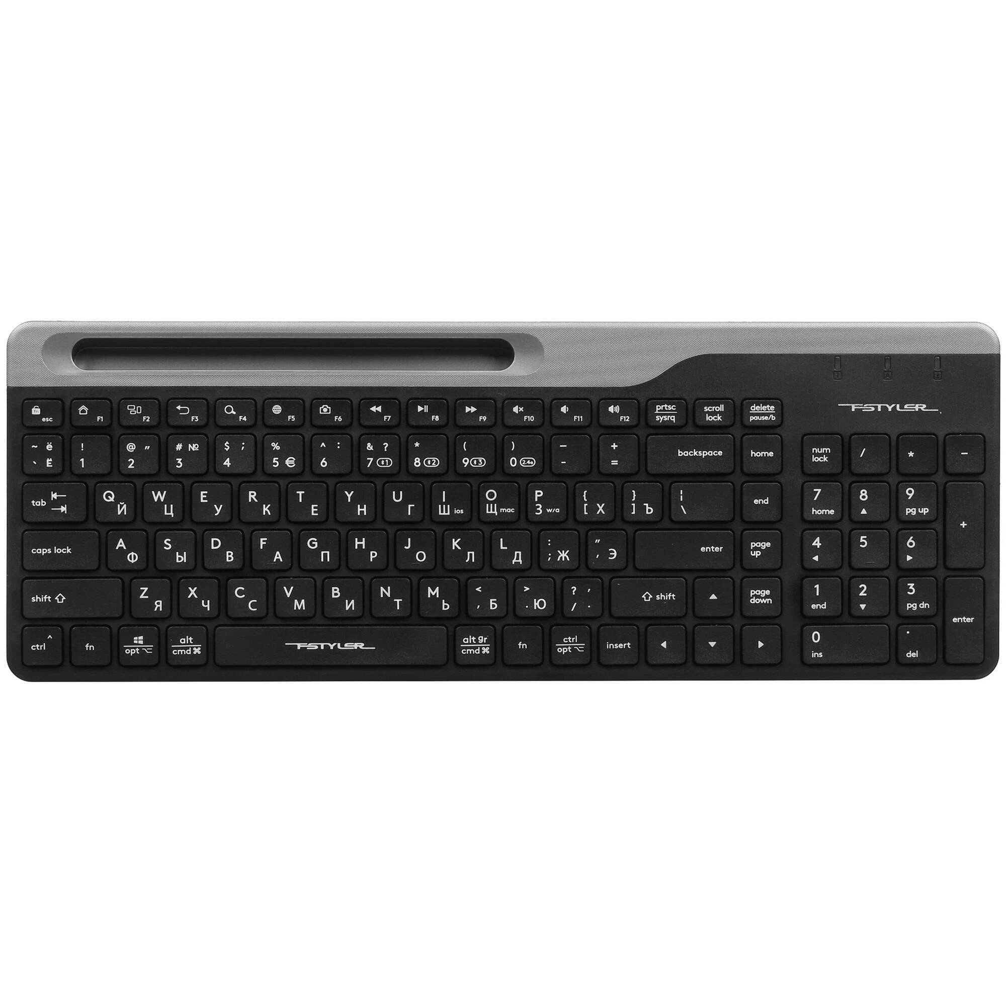 Клавиатура A4Tech Fstyler FBK25 черный/серый USB беспроводная BT/Radio slim Multimedia