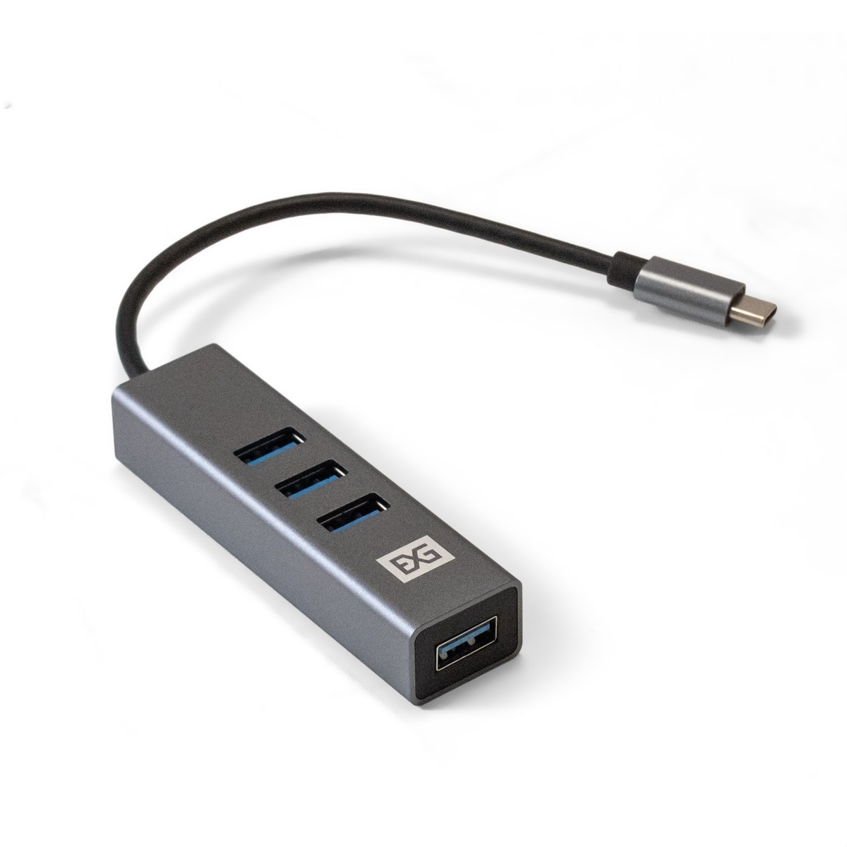Exegate EX293987RUS USB-Хаб (концентратор) ExeGate DUB-4TC (кабель-адаптер USB Type C --> 4xUSB3.0, Plug&amp;Play, серебристый)