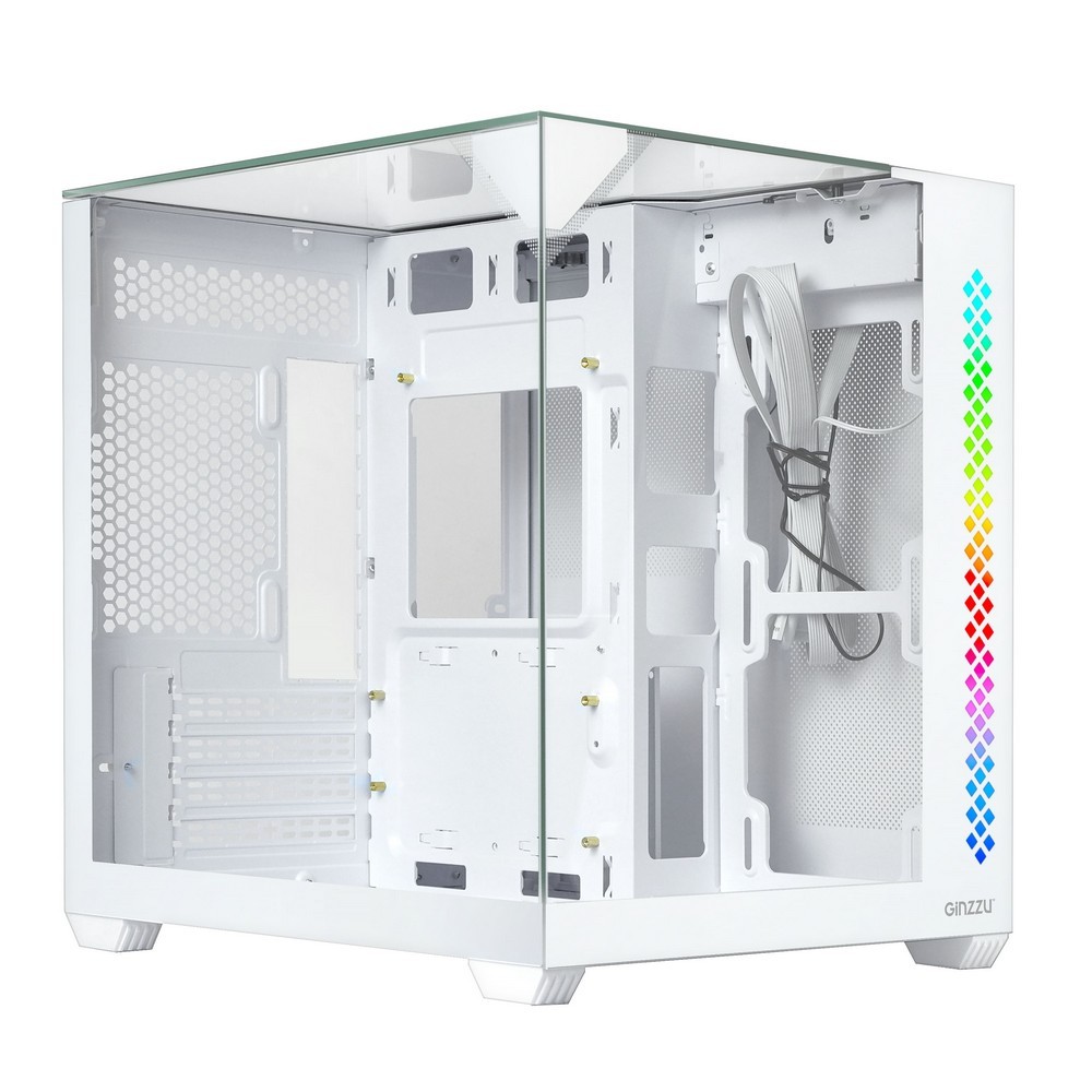Ginzzu V440 RGB подсветка, закаленное стекло 1*USB 3.0,1*USB 2.0, AU Белый mATX
