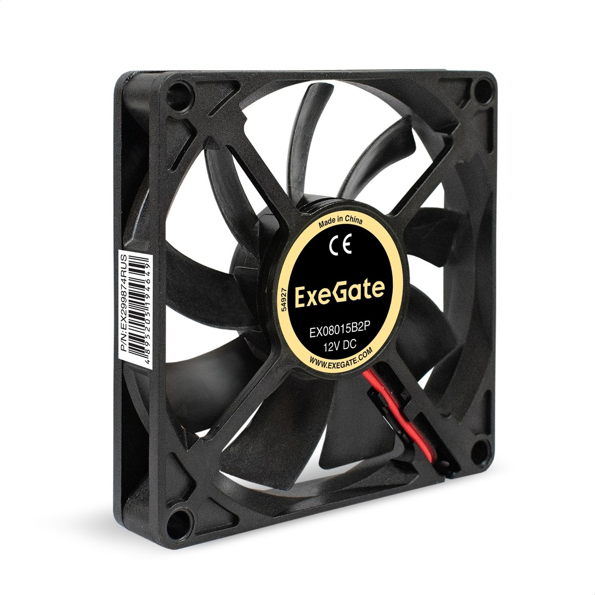 Exegate EX299874RUS Вентилятор 12В DC ExeGate EX08015B2P (80x80x15 мм, 2-Ball (двойной шарикоподшипник), 2pin, 2000RPM, 21dBA)