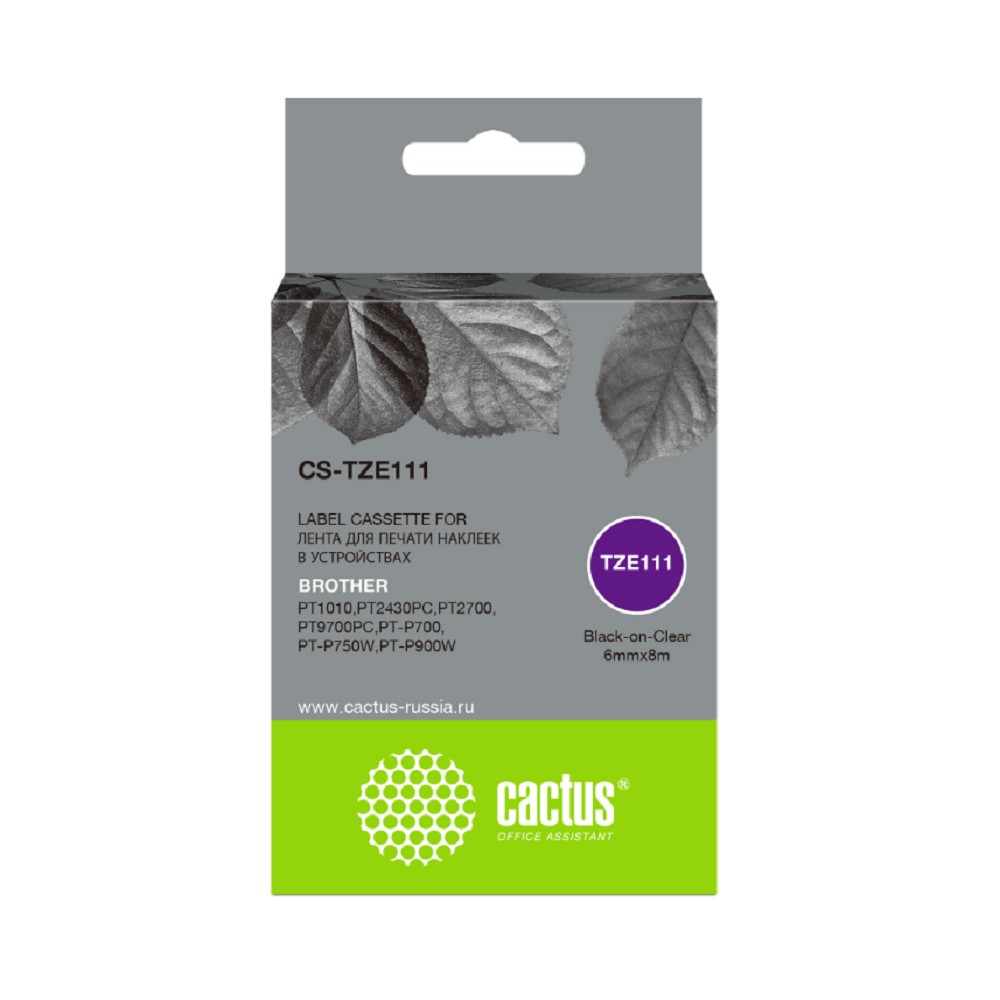 Картридж ленточный Cactus CS-TZE111 черный для Brother 1010/1280/1280VP/2700VP