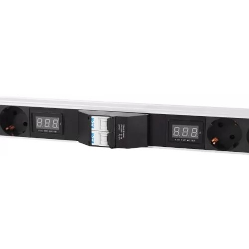 REM Вертикальный блок розеток Rem-32 на 2 контура по 8 Schuko, 4 IEC 60320 C19 с авт., инд., 2 * 16 А, алюм., 33-38U, колодка(R-32-2x(8S-4C19-A-I)-1420-K)