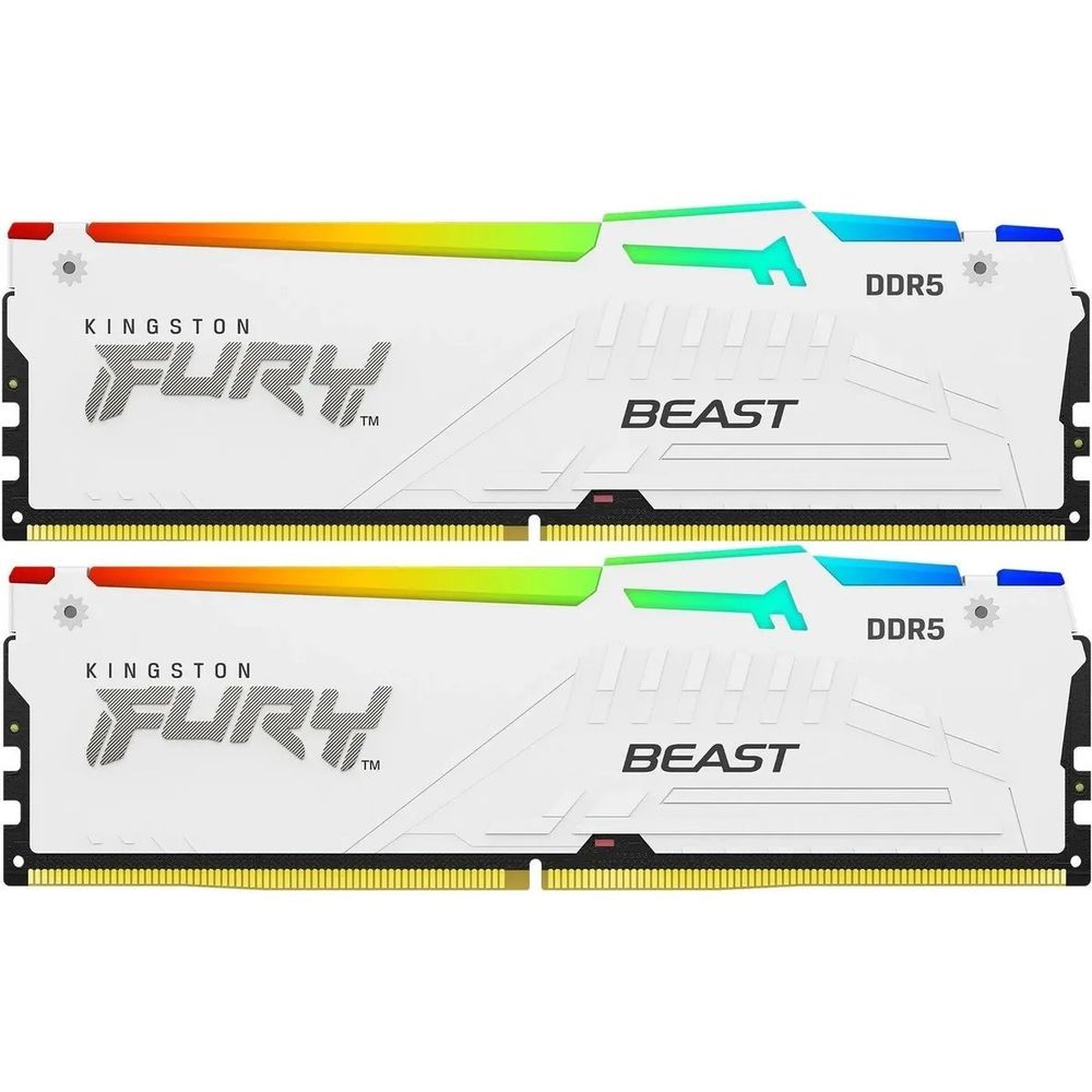 Kingston 32GB 5200MT/s DDR5 CL40 DIMM (Kit of 2) FURY Beast White RGB XMP KF552C40BWAK2-32