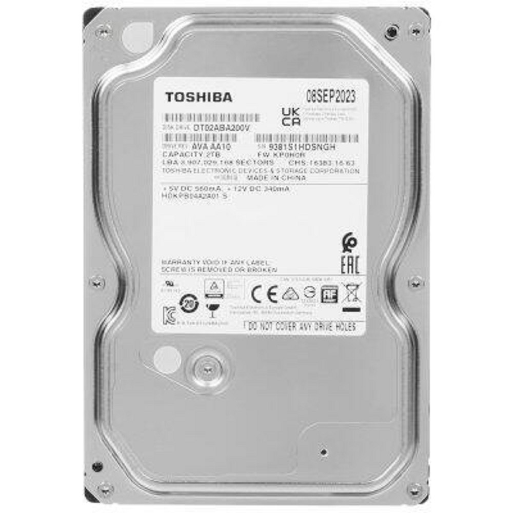2TB Toshiba (DT02ABA200V) {SATA 6.0Gb/s, 5400 rpm, 128Mb buffer, 3.5"} 