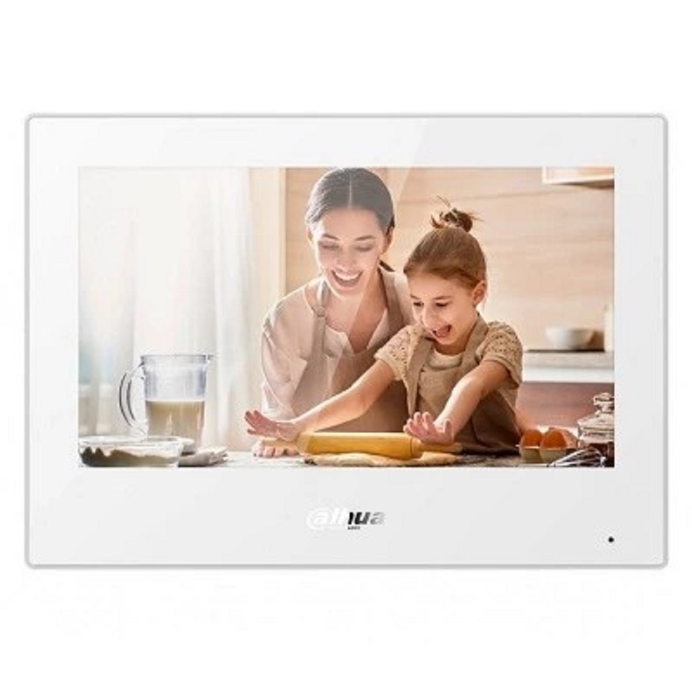 DAHUA DHI-VTH5321GW-W Монитор видеодомофона IP 7-дюймовый, белый, ёмкостной сенсорный экран, поддержка micro-SD до 256Гб, питание DC 12В/PoE