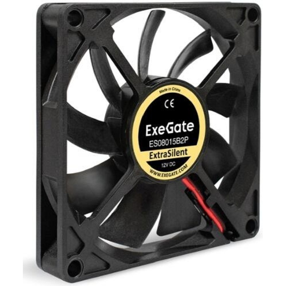 Exegate EX295236RUS Вентилятор 12В DC ExeGate ExtraSilent ES08015B2P (80x80x15 мм, 2-Ball (двойной шарикоподшипник), 2pin, 1700RPM, 17dBA)