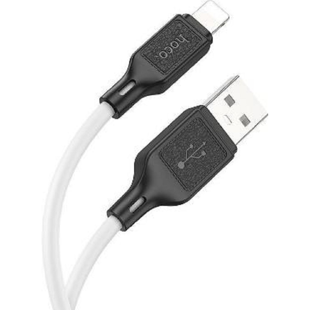 HOCO X90/ USB кабель Lightning/ 1m/ 2,4A/ Силикон/ White
