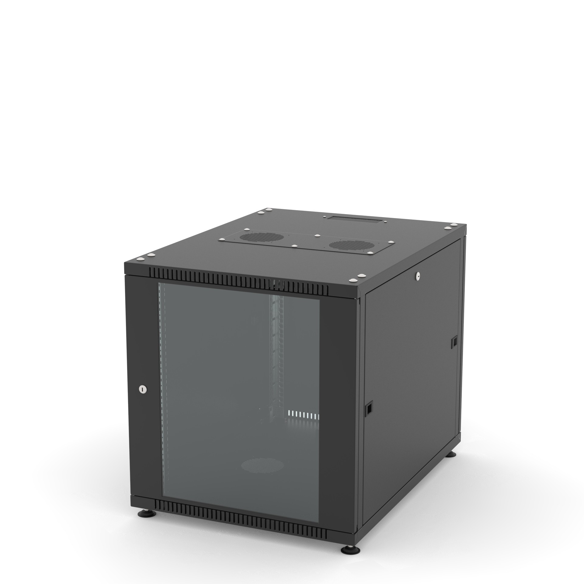 Шкаф напольный 19", 12U Filum FL-NT-1268GM1M-BK NETWORK (ШхГхВ) 600x800x623 мм, двери: стеклянная/сплошная металл, цвет черный RAL9005