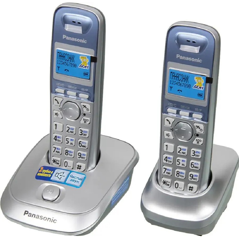 Panasonic KX-TG2512RUS (серебристый) {Доп трубка в комплекте,АОН, Caller ID,спикерфон на трубке,полифония}