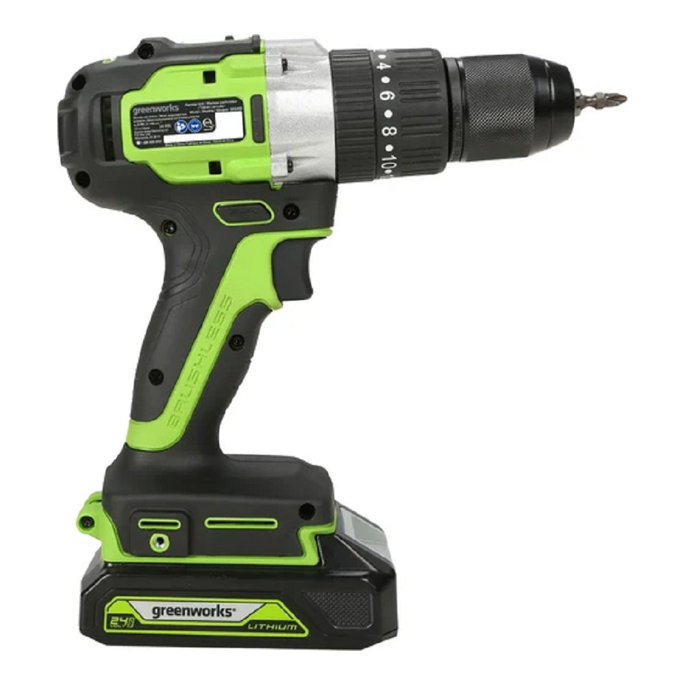 Greenworks GD24DD60K2 Дрель-шуруповерт аккумуляторная, 24V, c 1хАКБ 2 Ач и ЗУ в кейсе [3704107UA]