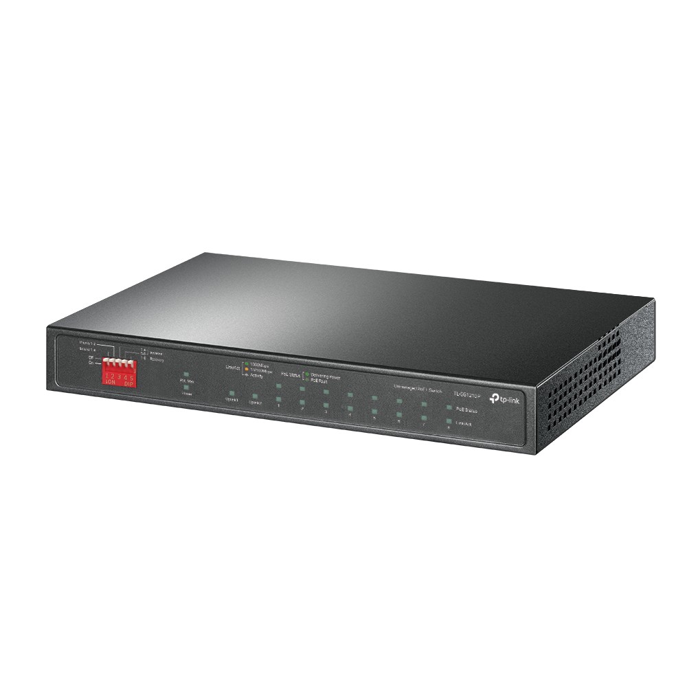 TP-Link TL-SG1210P Настольный коммутатор с 9 гигабитными портами RJ45 (8 портов PoE+) и портом SFP