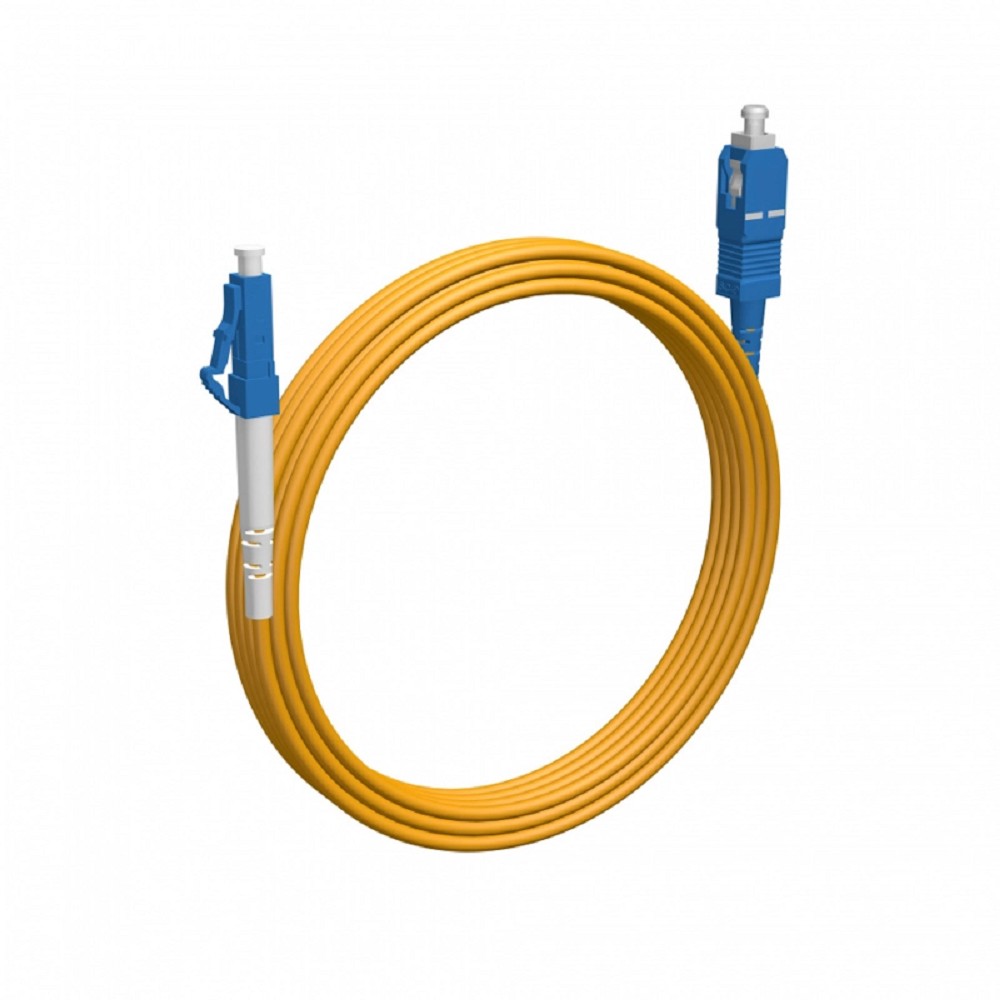 Rexant (50-1114-7) Патч-корд оптический одномодовый (SM) 9/125 OS2 разъемы zip-cord LC/UPC-SC/UPC 3мм Simplex LSZH 7м желтый