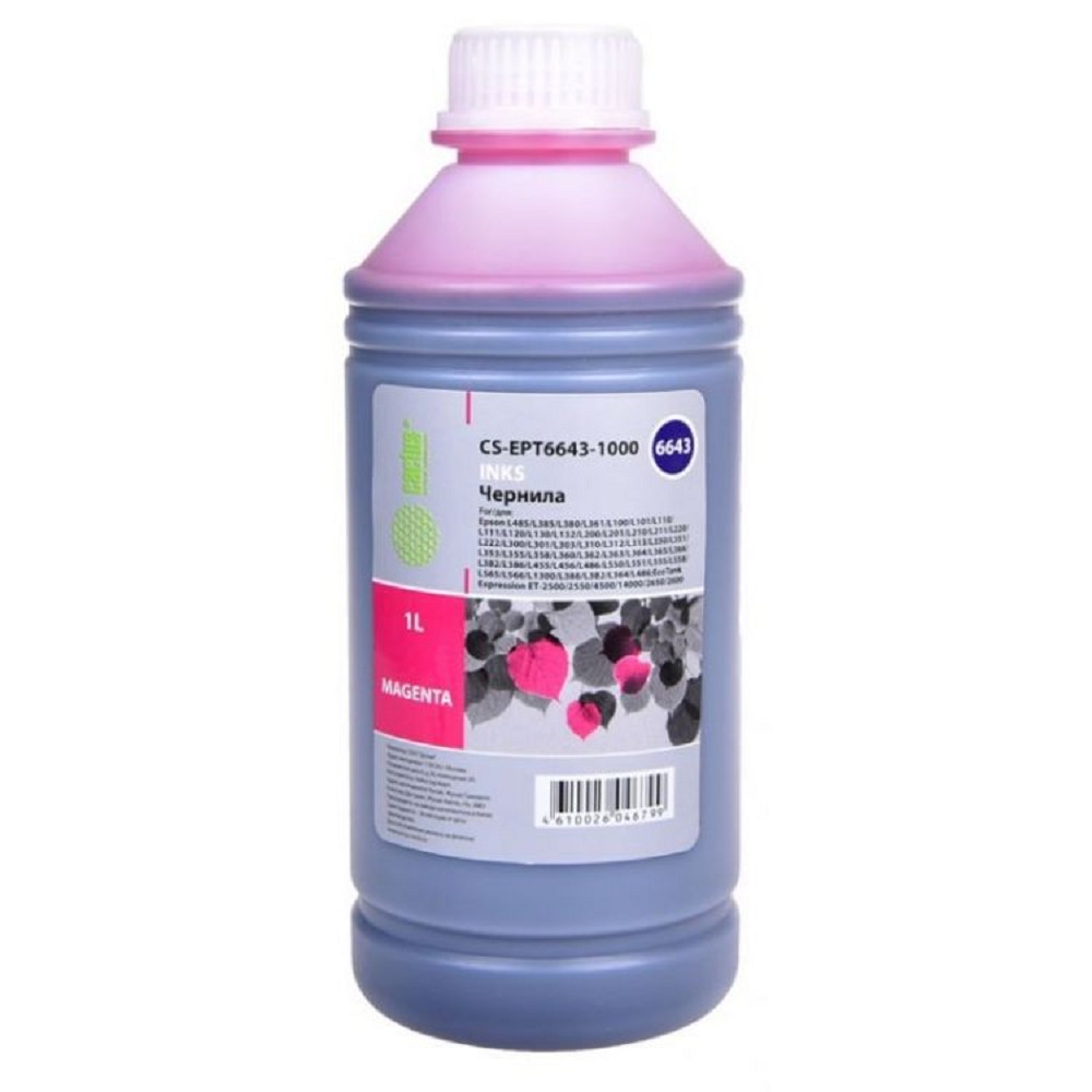 Cactus CS-EPT6643-1000 Чернила для Epson L100/L110/L120/L132/L200/L210/L222/L300/L312/L350/L355/L362/L366/L456/L550/L555/L566/L1300, пурпурный, 1000мл  