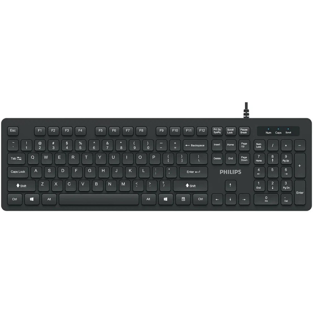 Philips Проводная Клавиатура SPK6264, USB 2.0 104 клав,  русская заводская раскладка, чёрный