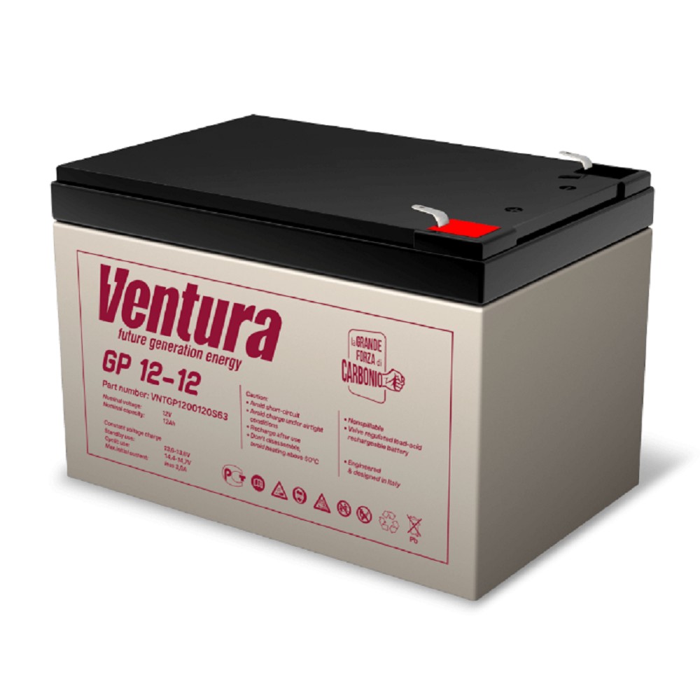 АКБ Ventura GP 12-12 12V/12Ah {S63 (F2), ДхШхВ 151х98х100мм, 3.45кг, срок службы 6-9 лет}