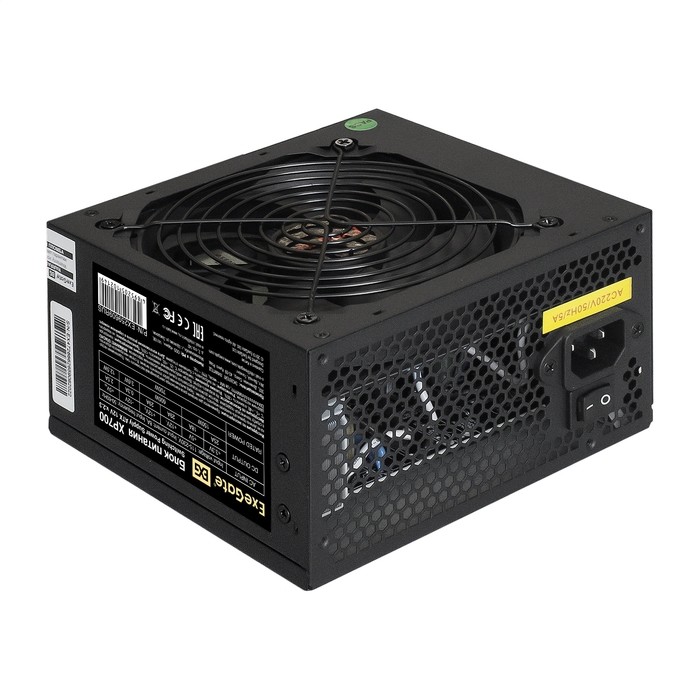 Exegate EX259609RUS-PC Блок питания 700W ExeGate XP700 (ATX, PC, 12cm fan, 24pin, 4pin, PCIe, 3xSATA, 2xIDE, black, кабель 220V в комплекте)