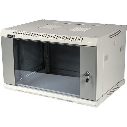 Шкаф настенный LANMASTER серии Pro, 6U 600x600, стеклянная дверь (TWT-CBWPG-6U-6x6-GY)