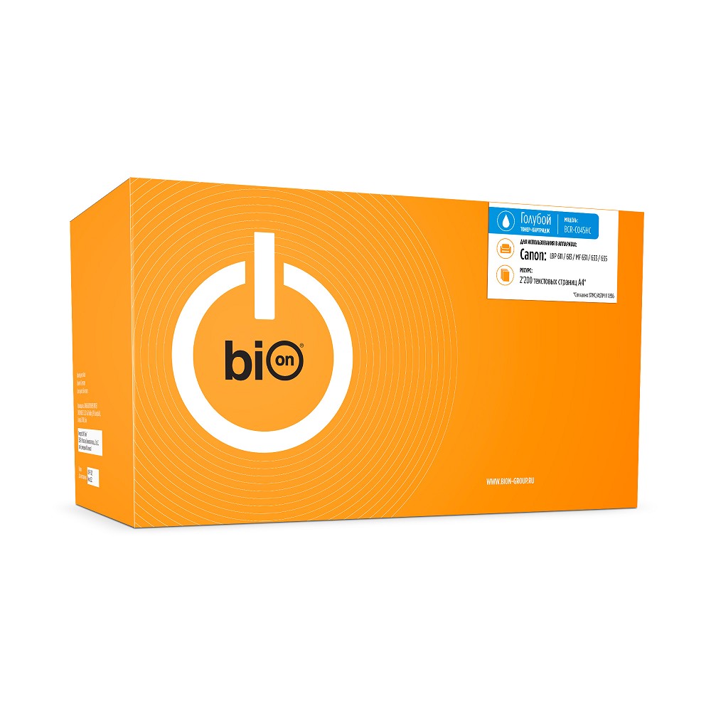 Bion BCR-C045HC Картридж для Canon imageCLASS MF634Cdw/MF632Cdw/LBP612Cdw;Canon i-Sensys LBP611Cn/LBP613Cdw/MF631Cn/MF633Cdw/MF635Cx (2200  стр.), Голубой, с чипом