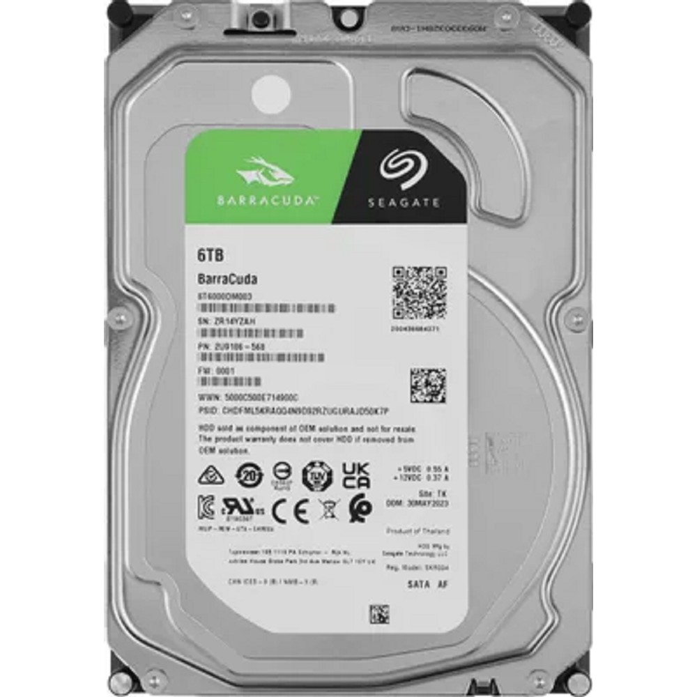 6TB Seagate BarraCuda (ST6000DM003) {Serial ATA III, 5400 rpm, 256mb buffer}