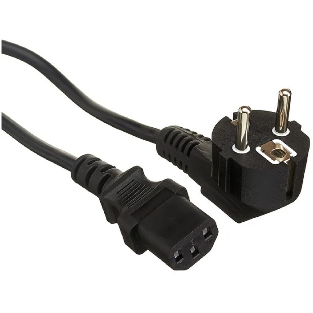 Exegate EX297783RUS Кабель питания Power PC-1P (Евровилка угловая Schuko->C13, VDE-250V-3*1.0mm2, медь, черный, 16A, 1м)