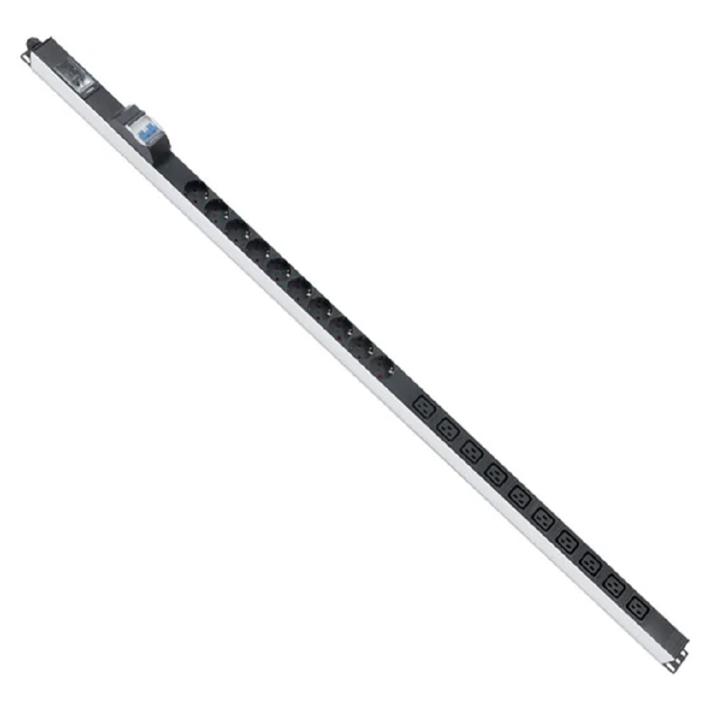 Cabeus PDU-16-10S-10C19-B-T Блок розеток для 19" шкафов, вертикальный, 10 розеток Schuko, 10 розеток IEC 320 C19, 16А, автомат защиты, алюминиевый корпус, клеммная колодка