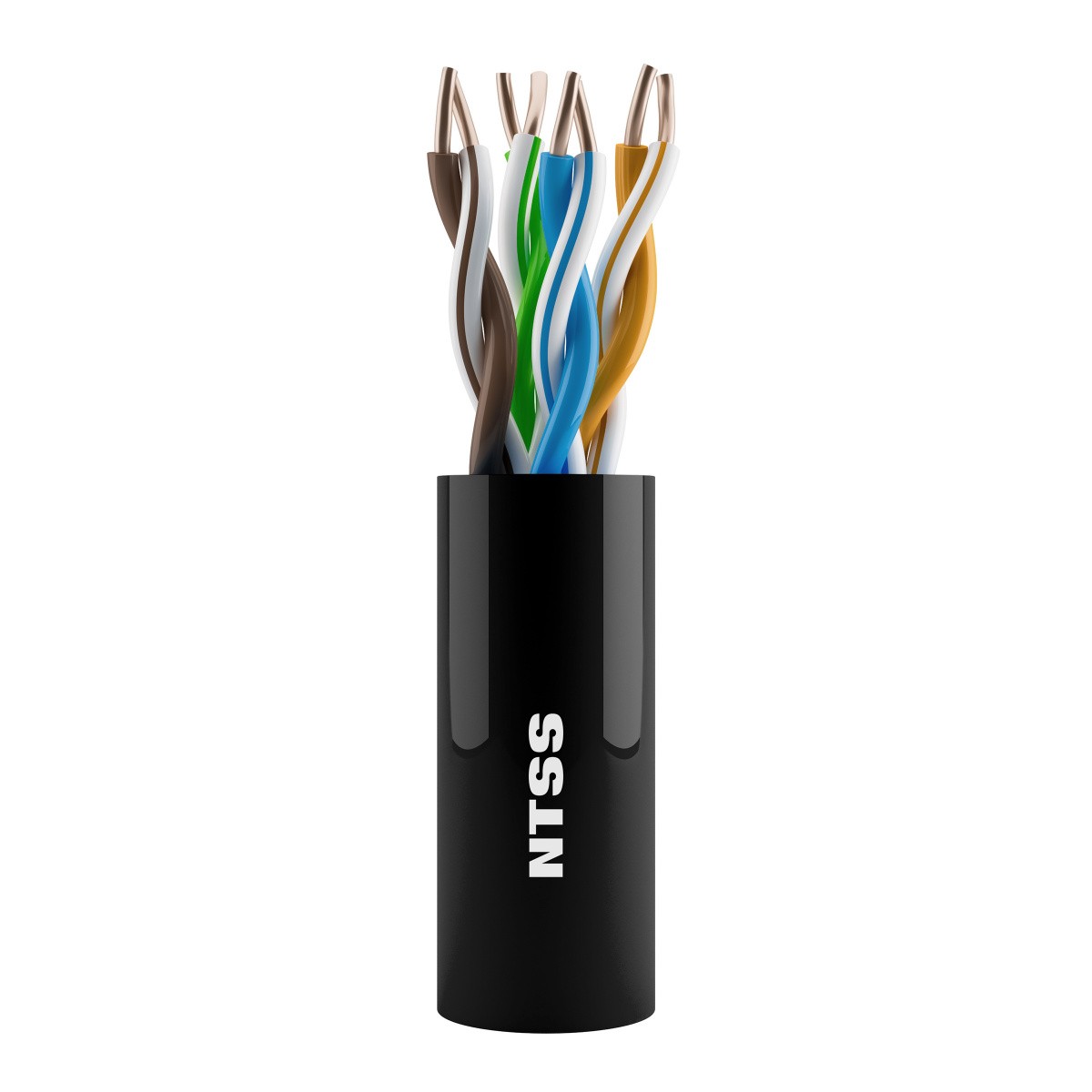 NTSS Кабель витая пара NTSS U/UTP 5e 4 пары одножильный 24AWG медь 305м внешний, внутренний нг(А)-HF (LSZH) UV черный NTSS-OUT-UTP4-5e-LSZH-BL