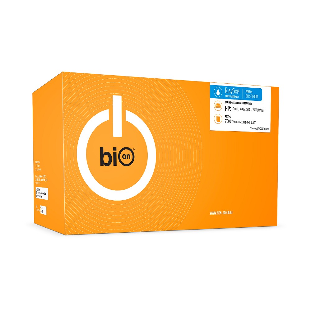 Повреждение упаковки Bion BCR-Q6001A Картридж для HP {Color LaserJet 2600/1600/2605N} (2000  стр.), Голубой, с чипом