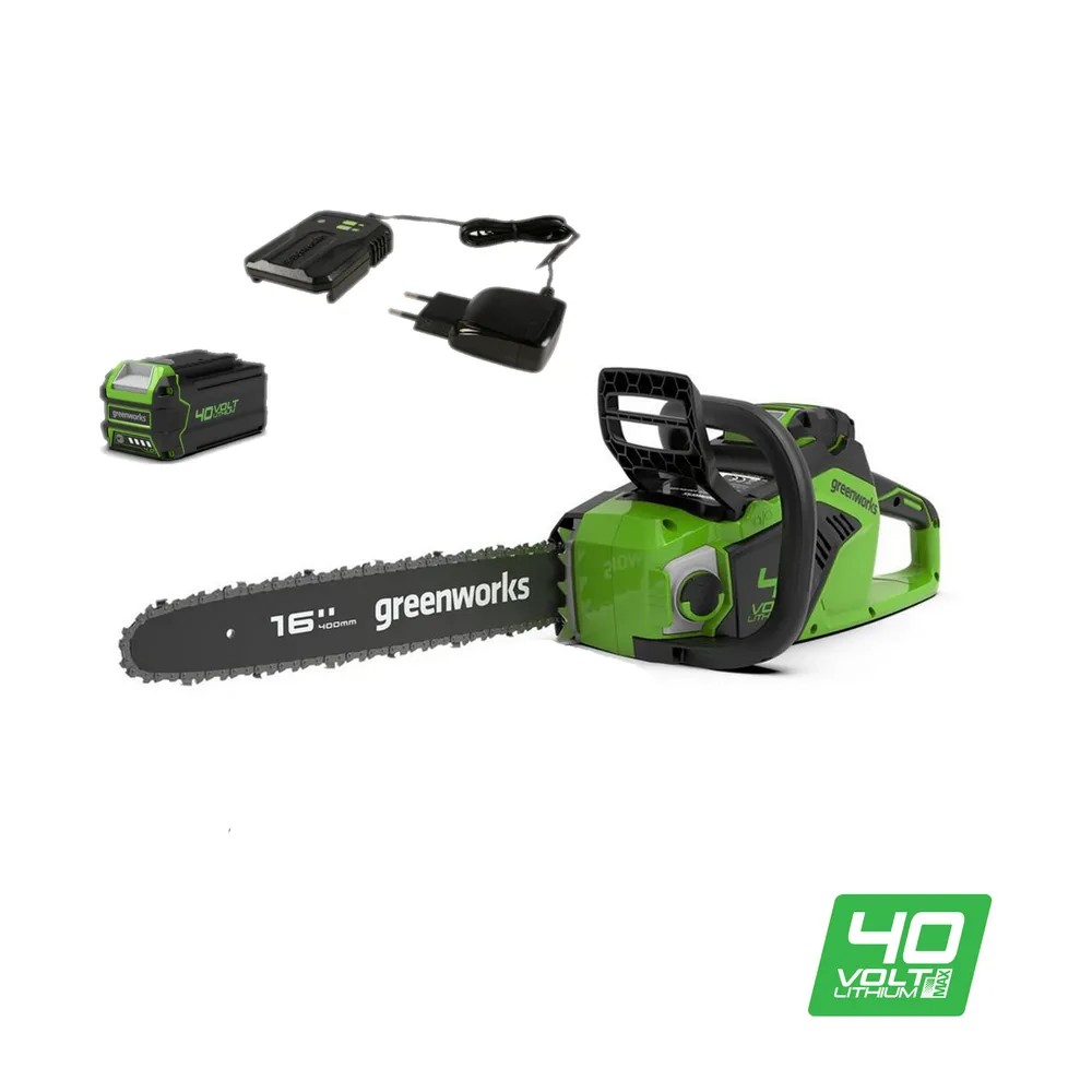 Greenworks Цепная пила аккумуляторная GreenWorks GD40CS18, 40V, 40 см, бесщеточная, до 1,8 КВТ, с АКБ 2АЧ и ЗУ [2005807UA]