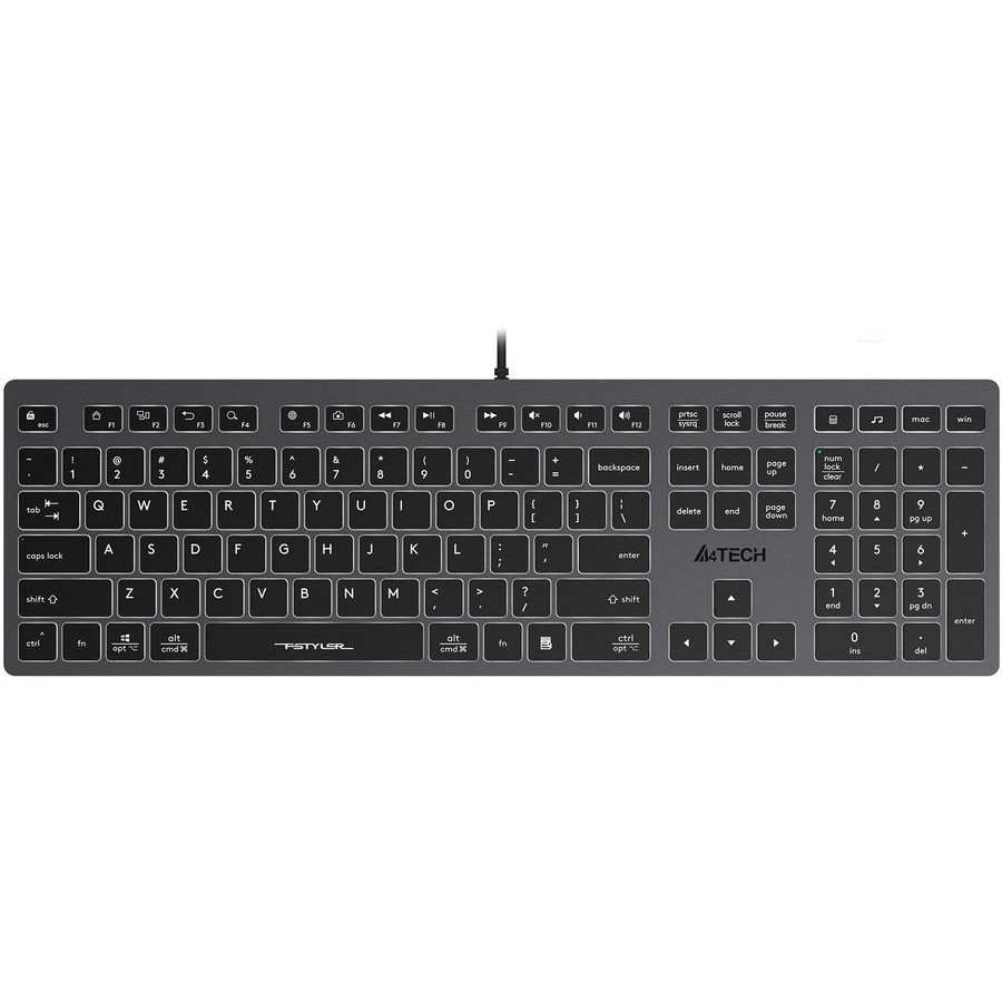 Клавиатура A4Tech Fstyler FX60H серый USB slim LED (FX60H GREY/WHITE)/1787693
