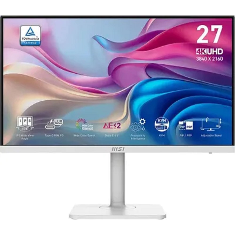 MSI Modern 27" MD272UPHW белый {IPS 3840x2160 60Hz 4ms HDR400 1000:1 400cd 178/178 2xHDMI DisplayPort 3xUSB USB-C(98W) 2x3W HAS Pivot}