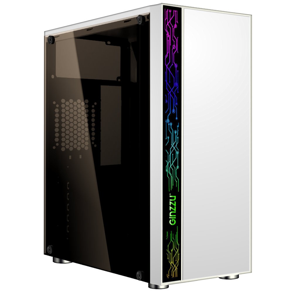 Ginzzu A390  White Window RGB подсветка 1*USB 3.0, 2*USB 2.0, AU