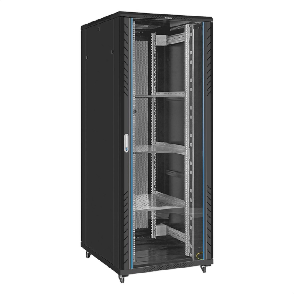 Exegate EX300282RUS Шкаф телекоммуникационный 19" напольный 42U ExeGate EC-FS-42U.800.1000.G.V.BLACK (19”, 42U, 800x1000x2054mm (ШхГхВ), передняя дверь закаленное стекло, задняя двойная перфорированна