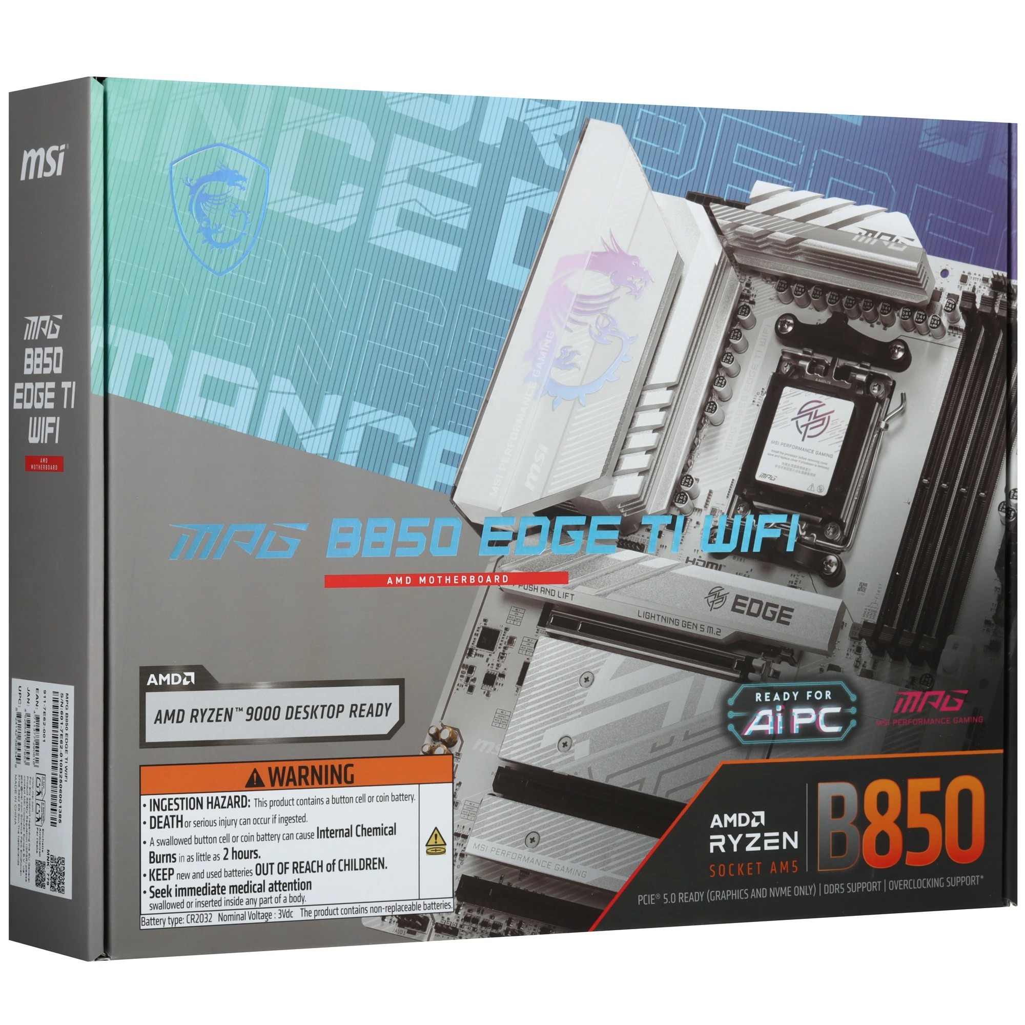 MSI MPG B850 EDGE TI WIFI {B850, AM5, 4*DDR5, 3*PCIEx16, 4*M.2, 3*TypeC, 2*USB3.2Gen2, 1*USB3.2Gen1, 4*USB2.0, 4*SATA3.0, 5G, HDMI, ATX} RTL