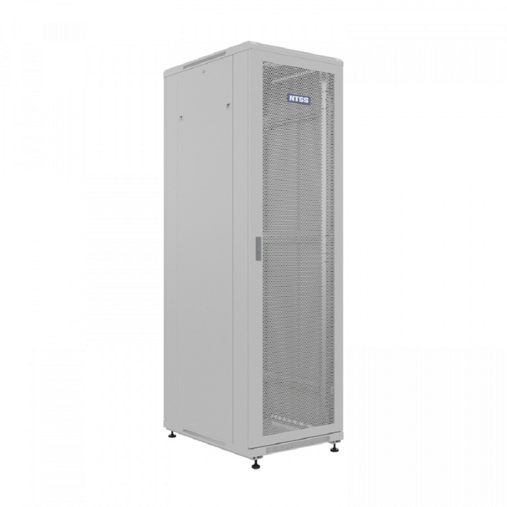 NTSS Шкаф напольный универсальный серверный NTSS R 47U 800х800мм, 4 профиля 19, двери перфорированная и перфорированная, боковые стенки съемные, регулируемые опоры, разобранный, серый RAL 7035 NTSS-R4