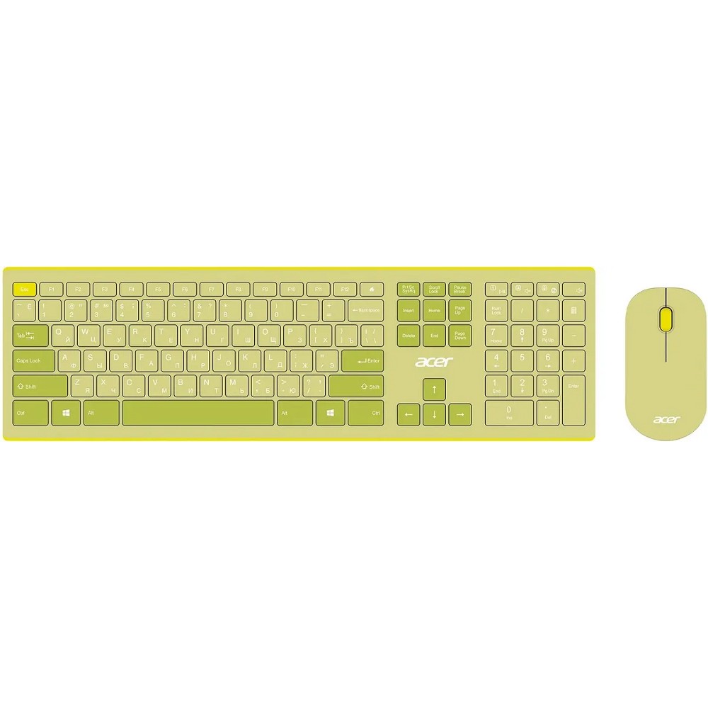 Повреждение упаковки Acer OCC205 [ZL.ACCEE.00E] Комплект (клавиатура+мышь) клав:зеленый/желтый мышь:зеленый/желтый USB беспроводная slim 