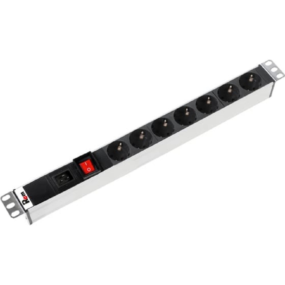 REM Блок розеток Rem-16 с выкл., 7 Schuko, вход IEC 60320 C20, 16A, алюм., 19"" (R-16-7S-V-440-Z)