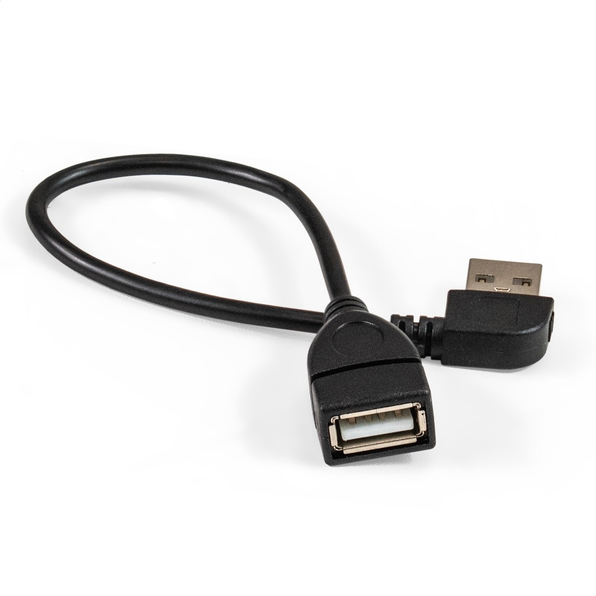 Exegate EX299703RUS Удлинитель USB 2.0 ExeGate EX-CC-USB2-AMAF-0.15L (Am/Af, угловой 90-градусный коннектор (горизонтальный левый), 0,15м)