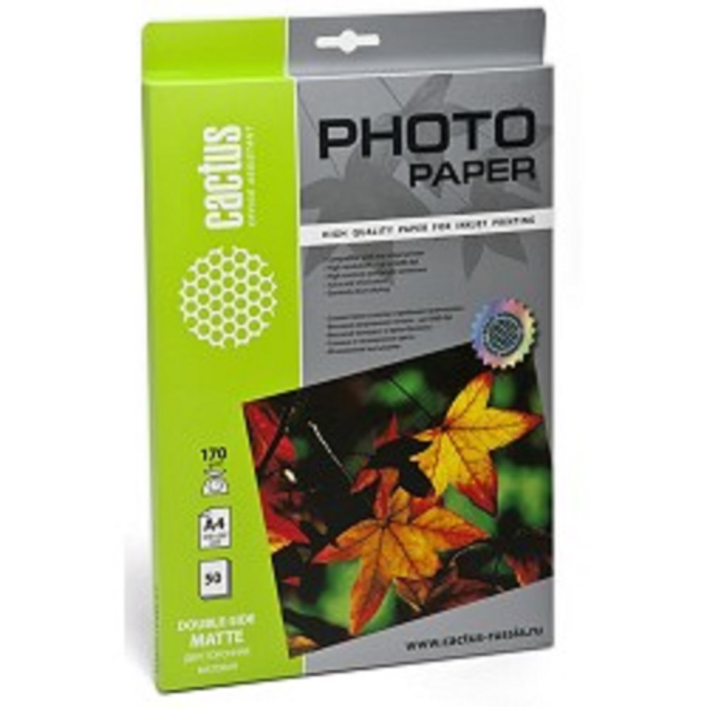 Cactus CS-MA417050DS Фотобумага матовая двусторонняя, A4, 170 г/м2, 50 листов