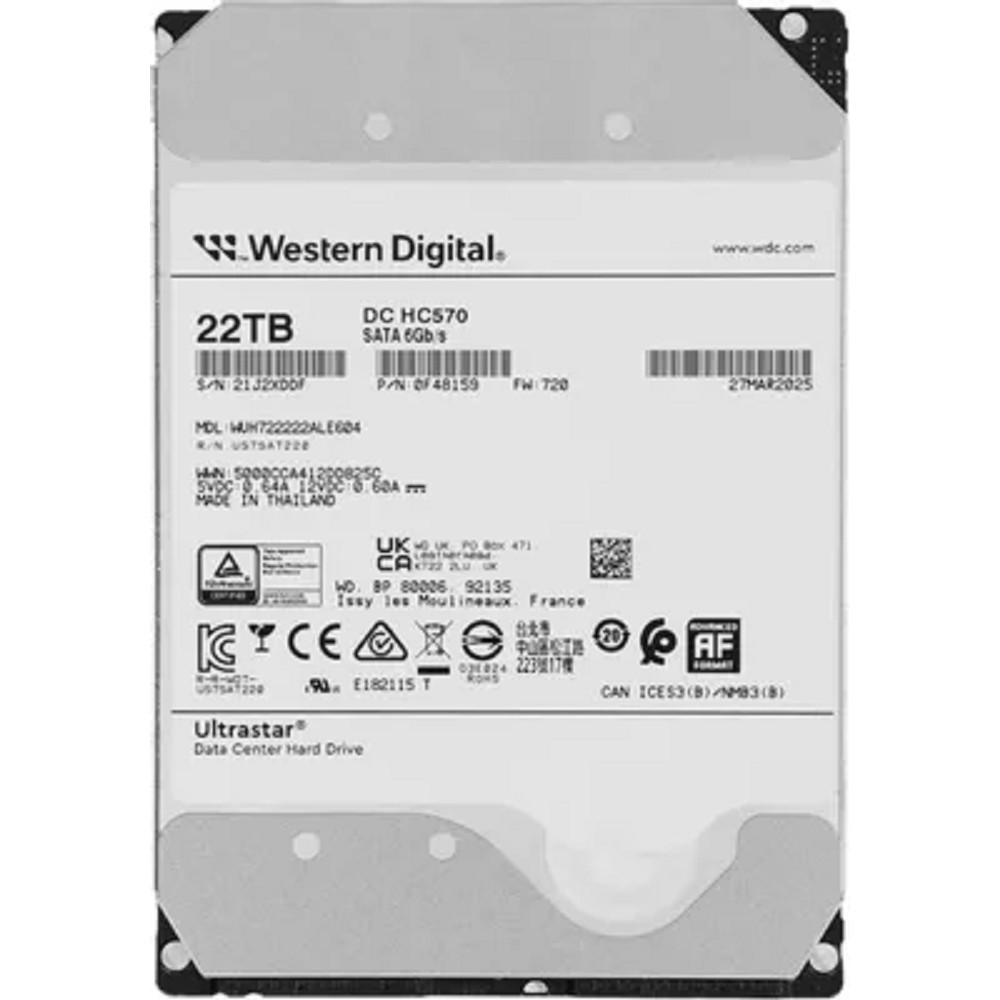 22Tb WD Ultrastar DC HC570 7200 6Gb/s 512Mb WUH722222ALE604  SATA3
