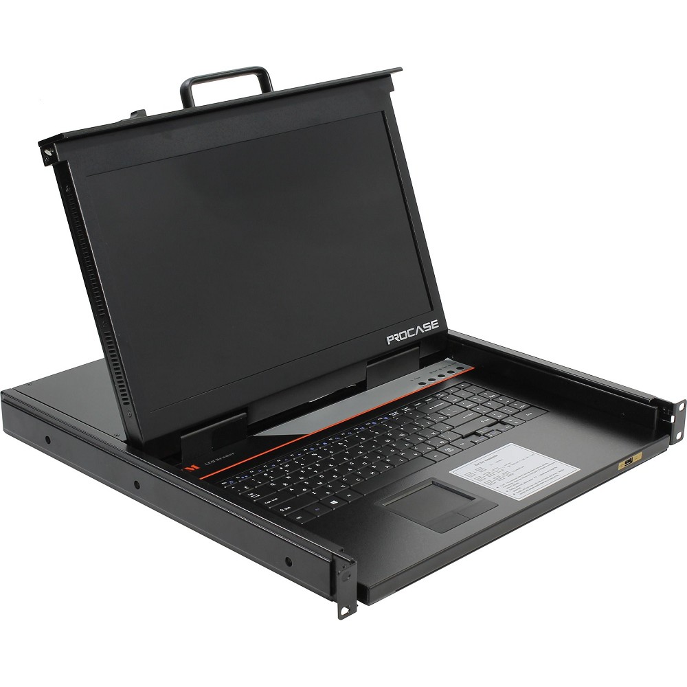ProCase E1716HD Консоль однорельсовая , КВМ 16 порт, LCD 17'', single rail console KVM 16 port, LCD D-Sub, USB, разрешение 1920*1080, 16 кабелей