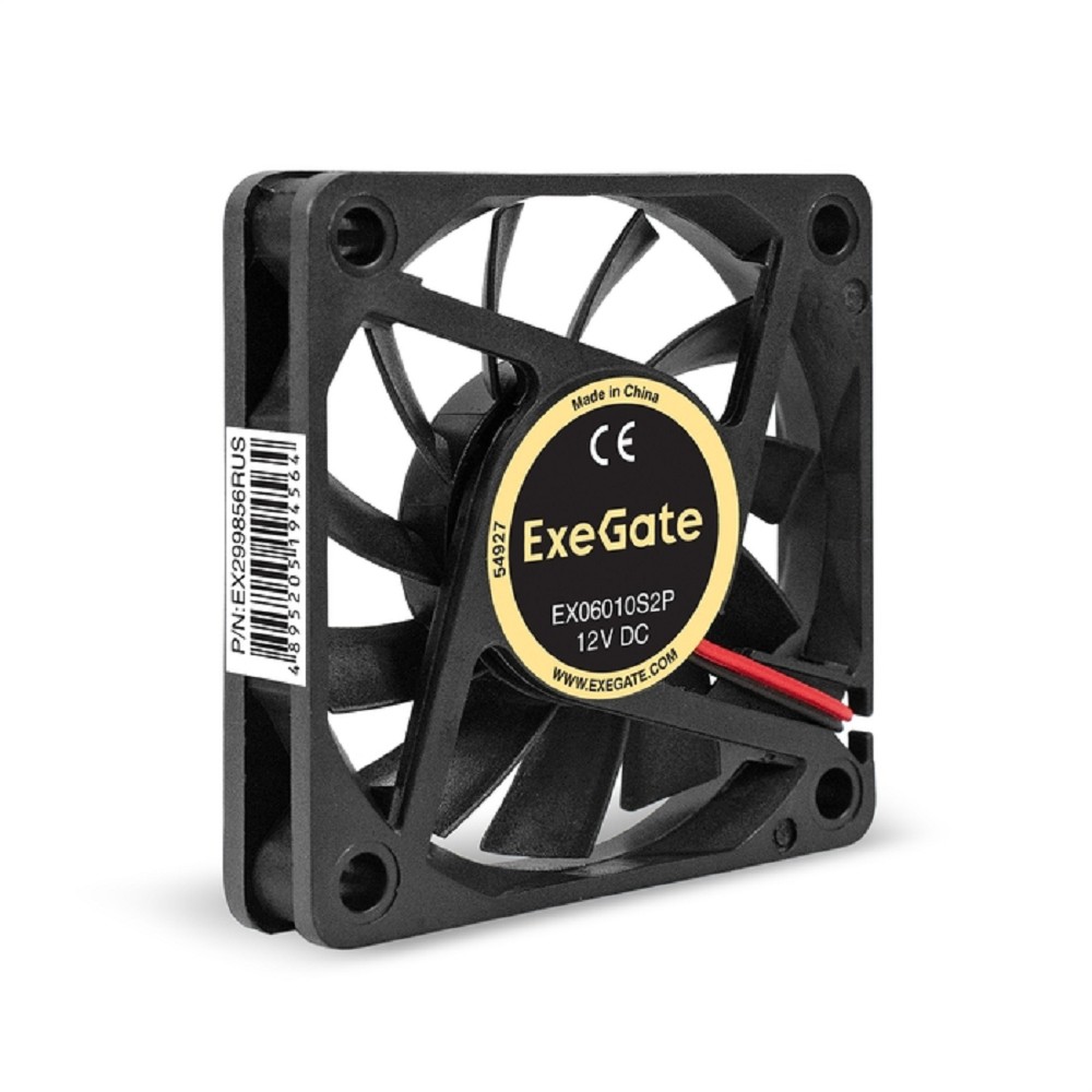 Exegate EX299856RUS Вентилятор 12В DC ExeGate EX06010S2P (60x60x10 мм, Sleeve bearing (подшипник скольжения), 2pin, 2500RPM, 20dBA)