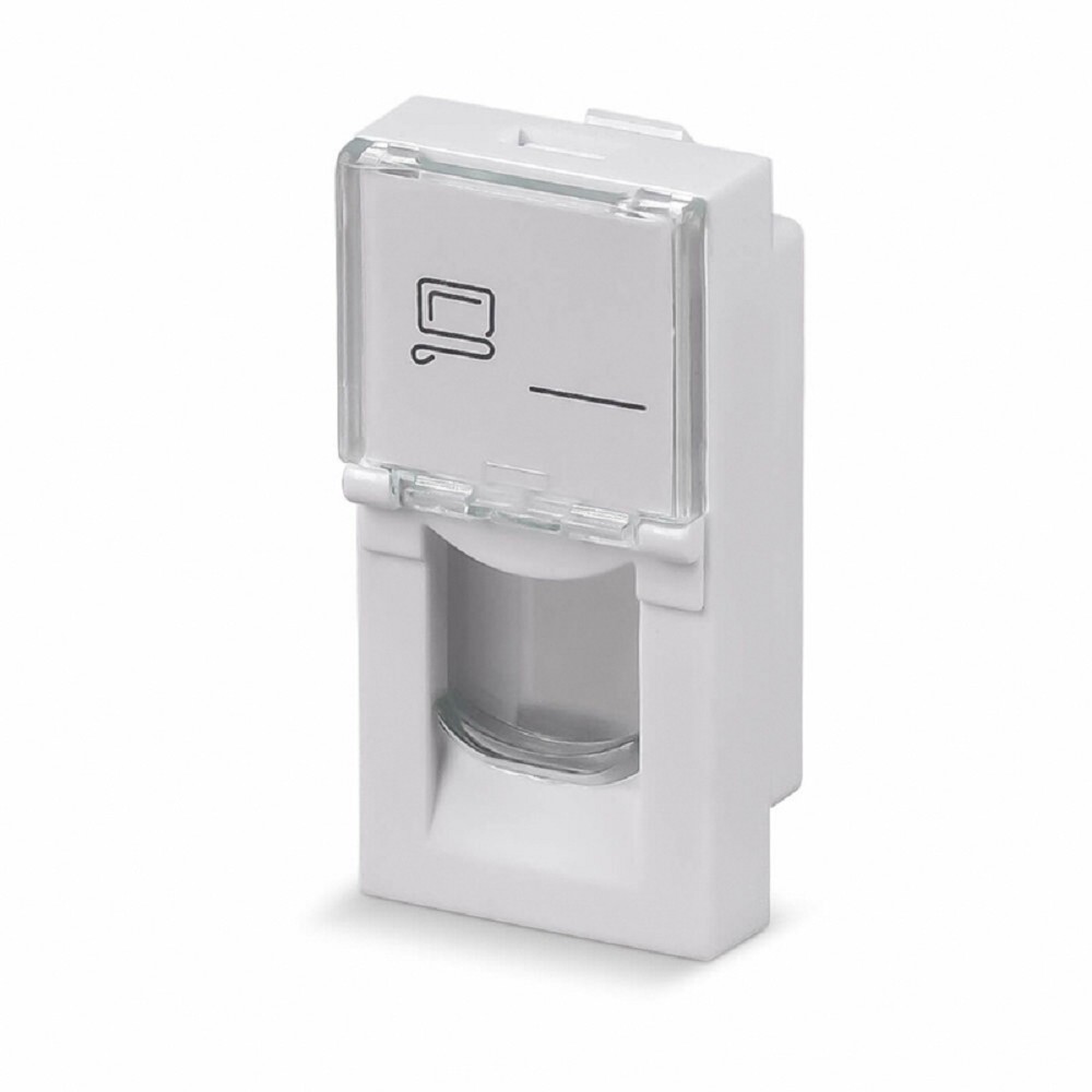 Rexant (03-0160) Вставка Mosaic 22,5x45, на 1 порт с прозрачной шторкой и увеличенным окном маркировки, белая