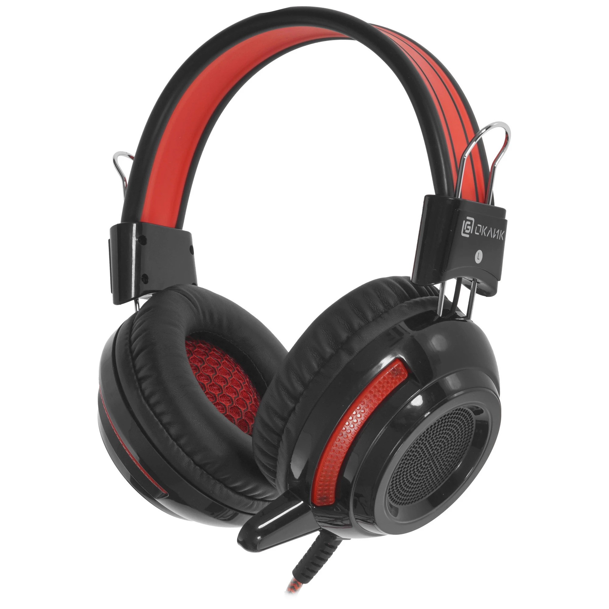Наушники с микрофоном Оклик HS-G300 ARMAGEDDON черный/красный 2.3м мониторные оголовье (337457)