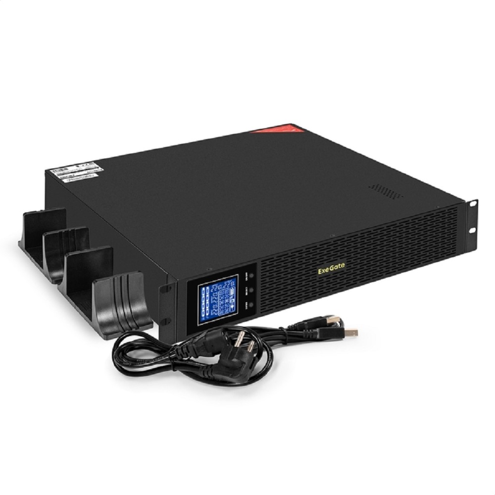 Exegate EX299039RUS ИБП Pure Sine Wave ExeGate SinePower UHB-3000.LCD.AVR.8C13.RJ.USB.BC.2U (3000VA/2400W, LCD, AVR, 8*C13, RJ45/11, USB, батарея 12V 9Ah - 4шт, Rackmount 2U/Tower, возможность подключ