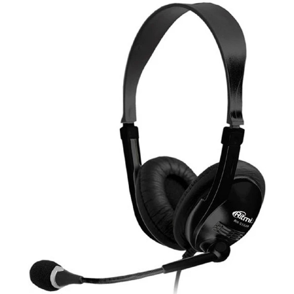 RITMIX RH-533USB, Black {Гарнитура. 40 мм, 20-20000 Гц, 32 Ом, 105 дБ, конденсаторный всенаправленный микрофон, 2,2 кОм, 58 дБ ± 3 дБ, пластик}