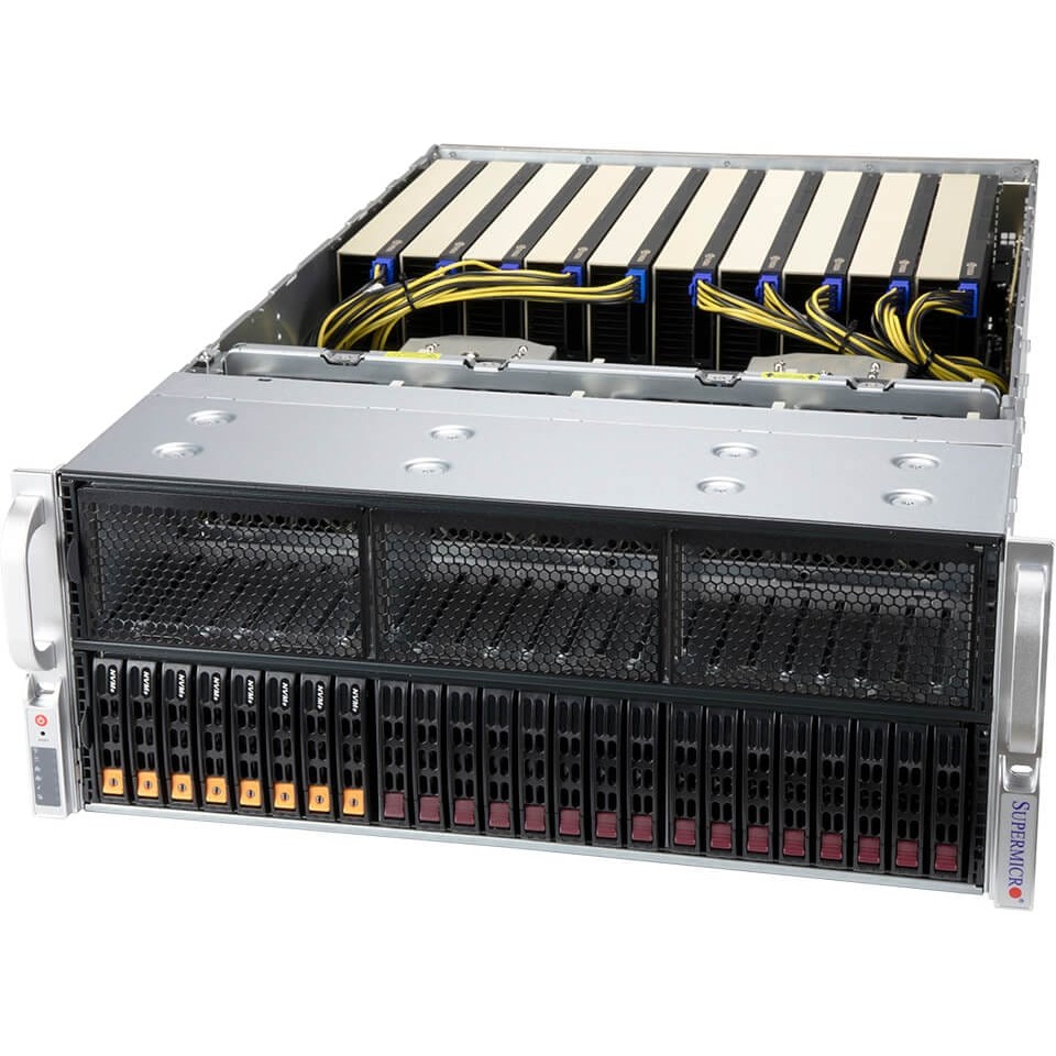 Supermicro SYS-420GP-TNR 4U, 10x Dual Slot GPU, 2xLGA4189 (up to 270W), 32xDDR4(3200),16x2.5" SAS/SATA, 8x2.5" SAS/SATA/NVME, 10xPCIE x16 (for GPU),1xPCIE x16,1xAIOM (OCP 3), 2x1000Base-T, 4x2000W: 1x